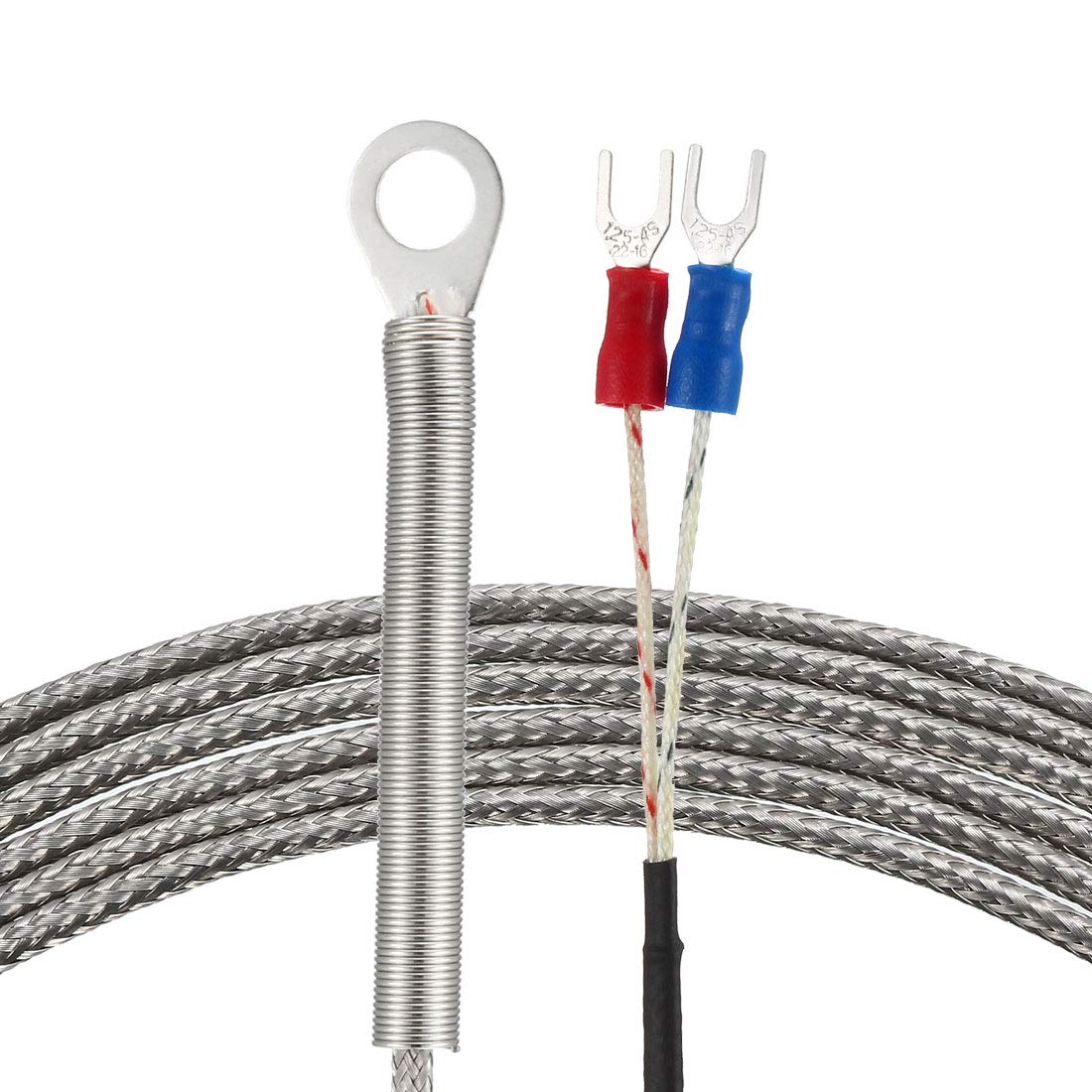 K Type Thermocouple Temperature Sensor Probe with 1M Cable 6mm Hole Spring 32-1112F/0-600C