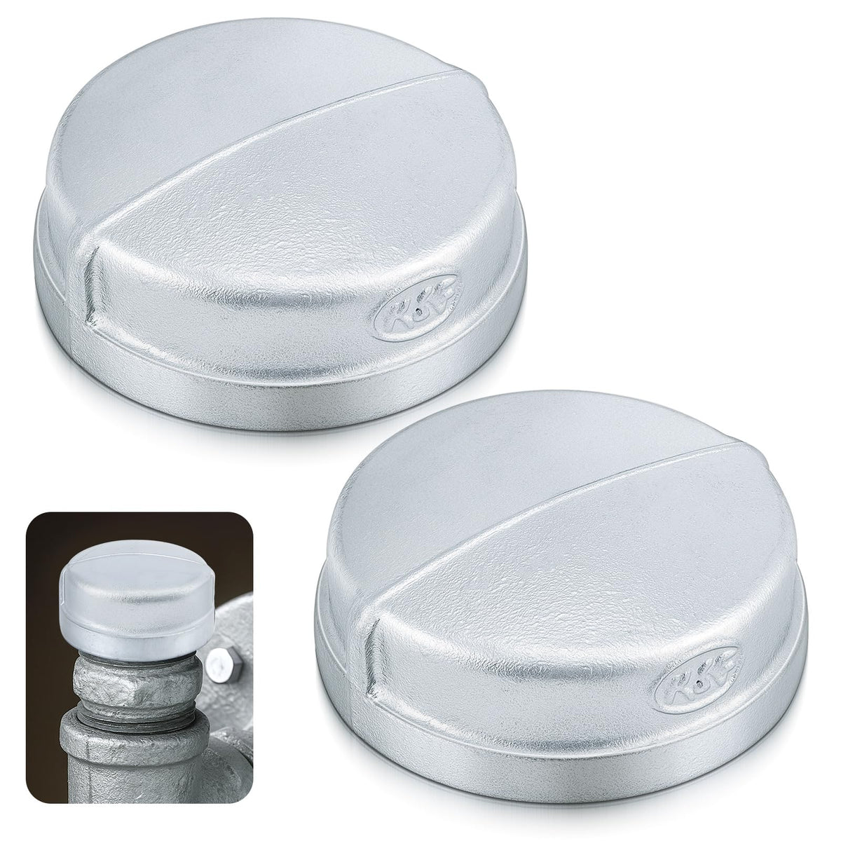 LinkMejor Galvanized Malleable Iron Pipe Caps, 3", Silver, 2 Pcs