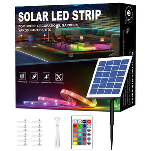 LinkMejor 50ft RGB LED Strip Lights pentru exterior, impermeabile, LED Strip Lights pentru exterior cu aderentivă automată, funcționare automată/închidere, 16 culori și 4 moduri, cu temporizator la distanță. Ideal pentru decorarea terasei sau