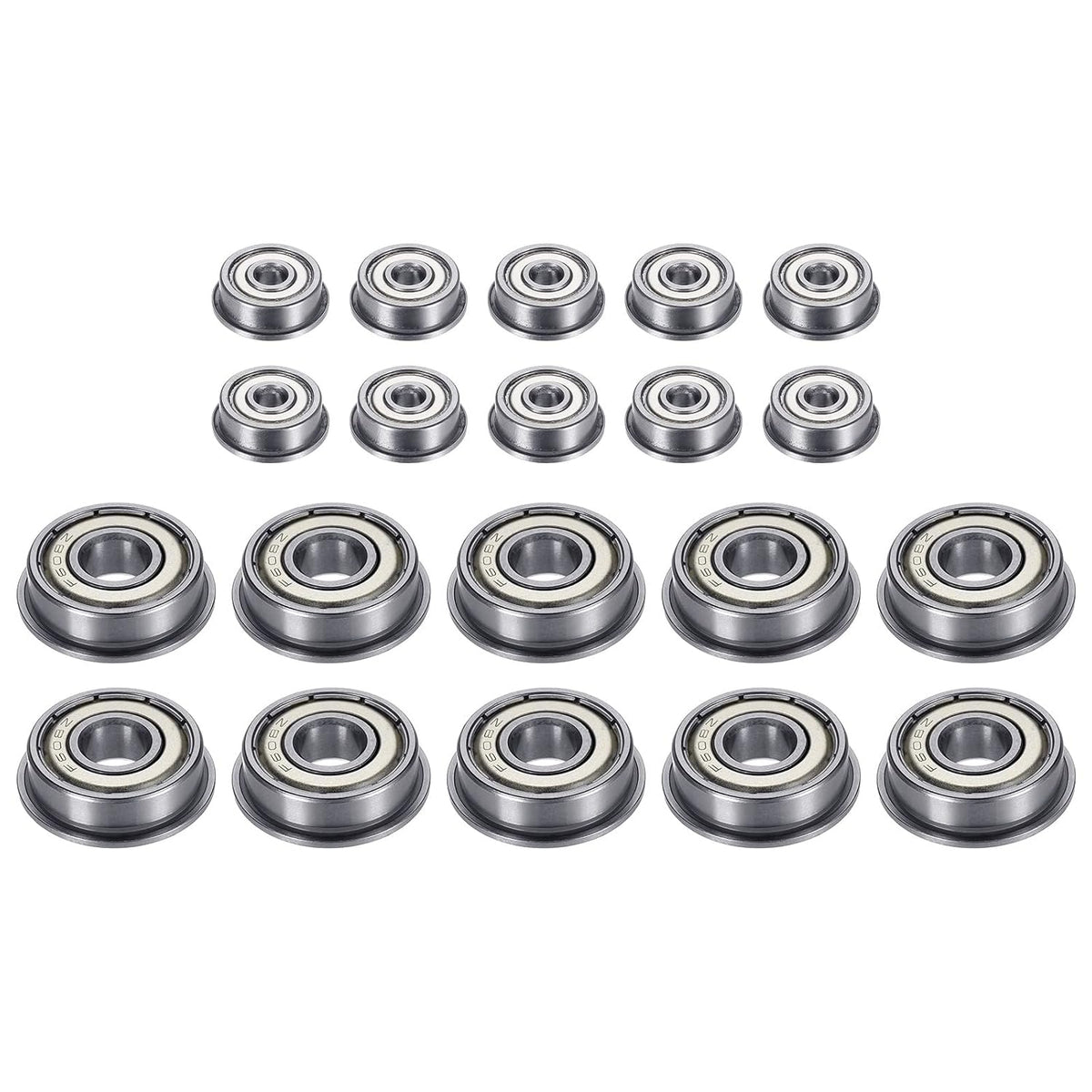 F608ZZ F624ZZ Flange Ball Bearing 8x22x7mm & 4x13x5mm Double Shielded Chrome Steel Bearings 20pcs