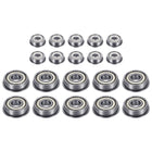 F608ZZ F624ZZ Flange Ball Bearing 8x22x7mm & 4x13x5mm Double Shielded Chrome Steel Bearings 20pcs