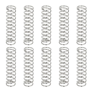 10Pcs Compression Springs, 0.9mm Wire Diameter x 10mm OD x 45mm Length 304 Stainless Steel Extension Spring Ballpoint Pen Pressure Springs for Shop Home Repairs, Silver
