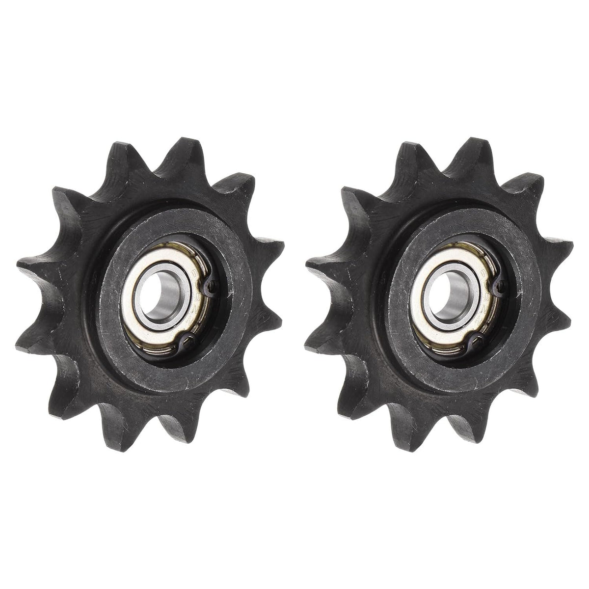2pcs DIN(ISO) 08B Roller Chain Idler Sprocket 8mm Bore, 1/2" Pitch, Hardened 12 Tooth Tensioner Sprocket, Insert Single Bearing