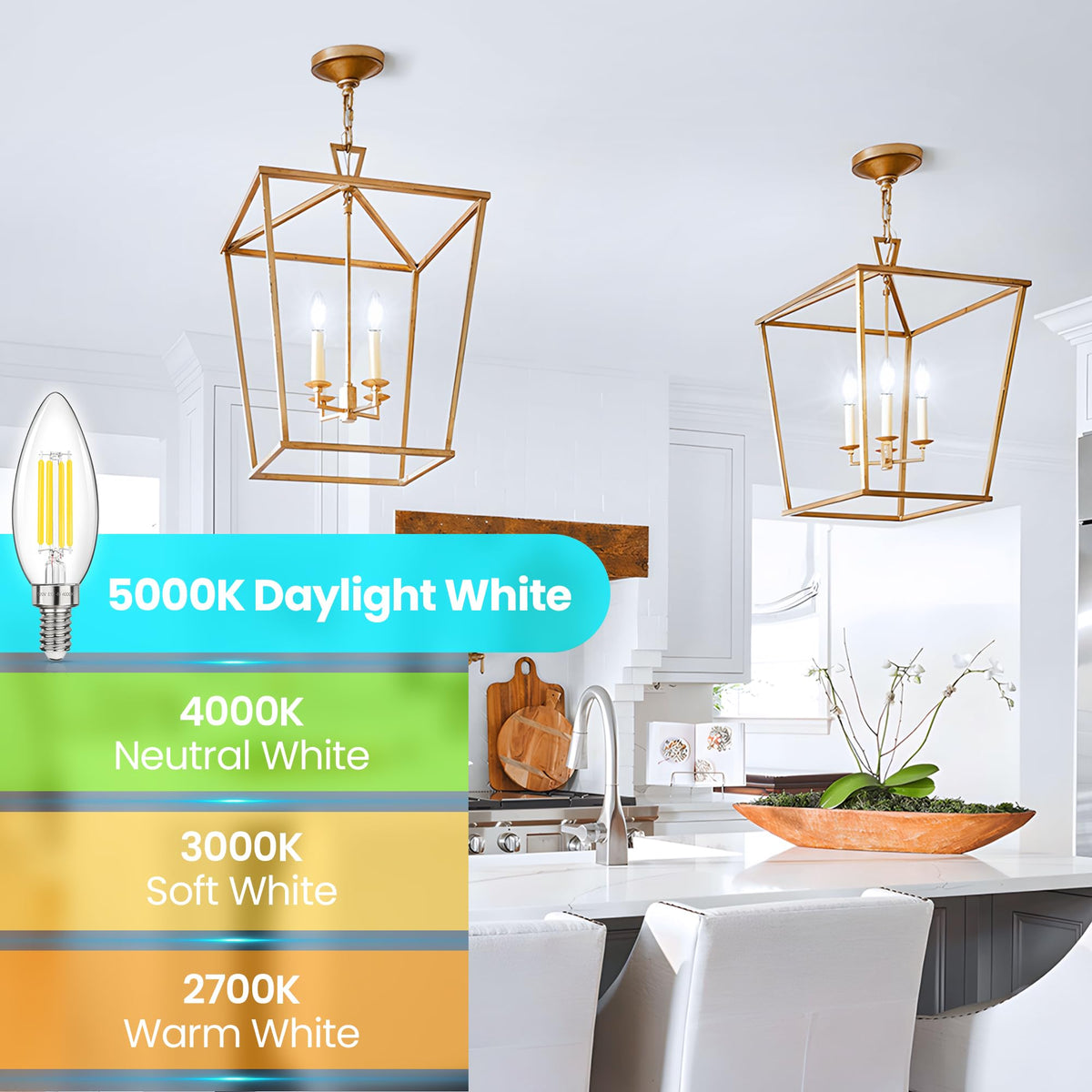 LinkMejor E12 LED Kandelaar lampen 40W Equivalent Daglichtwit 5000K