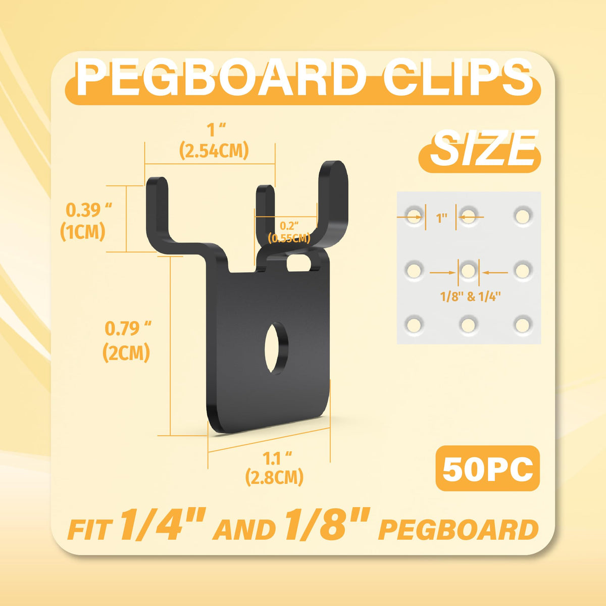 LinkMejor 50 PC Prong Metal Pegboard Hooks Sort