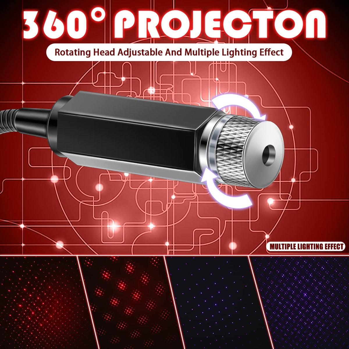 رابطي أفضل 2 pack مشع USB نجم للسيارة، مصباح ليلي LED
