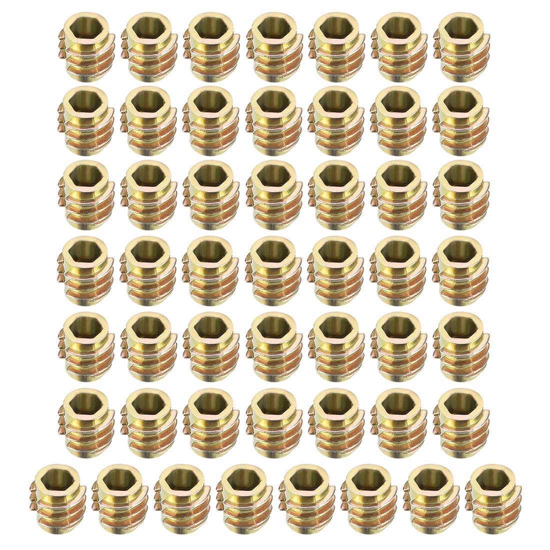 Furniture Threaded Insert Nuts Zinc Alloy Hex-Flush M4 Internal Threads 8mm Length 50pcs