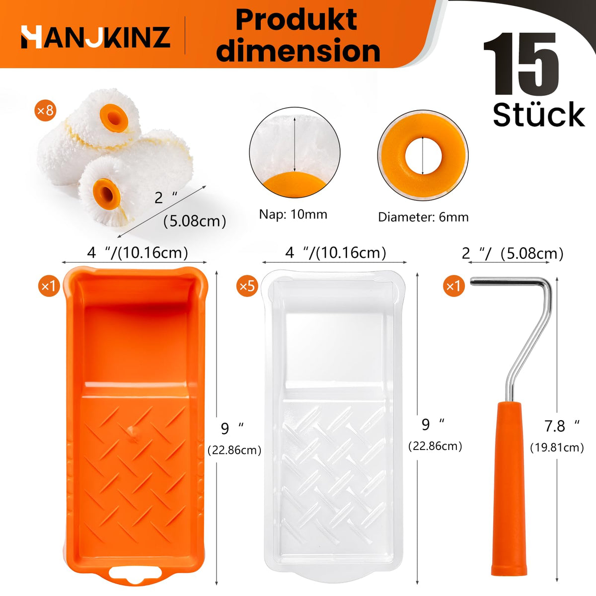 LinkMejor 2 Inch Mini Roll de Vopsire Kit, 15 Pachet