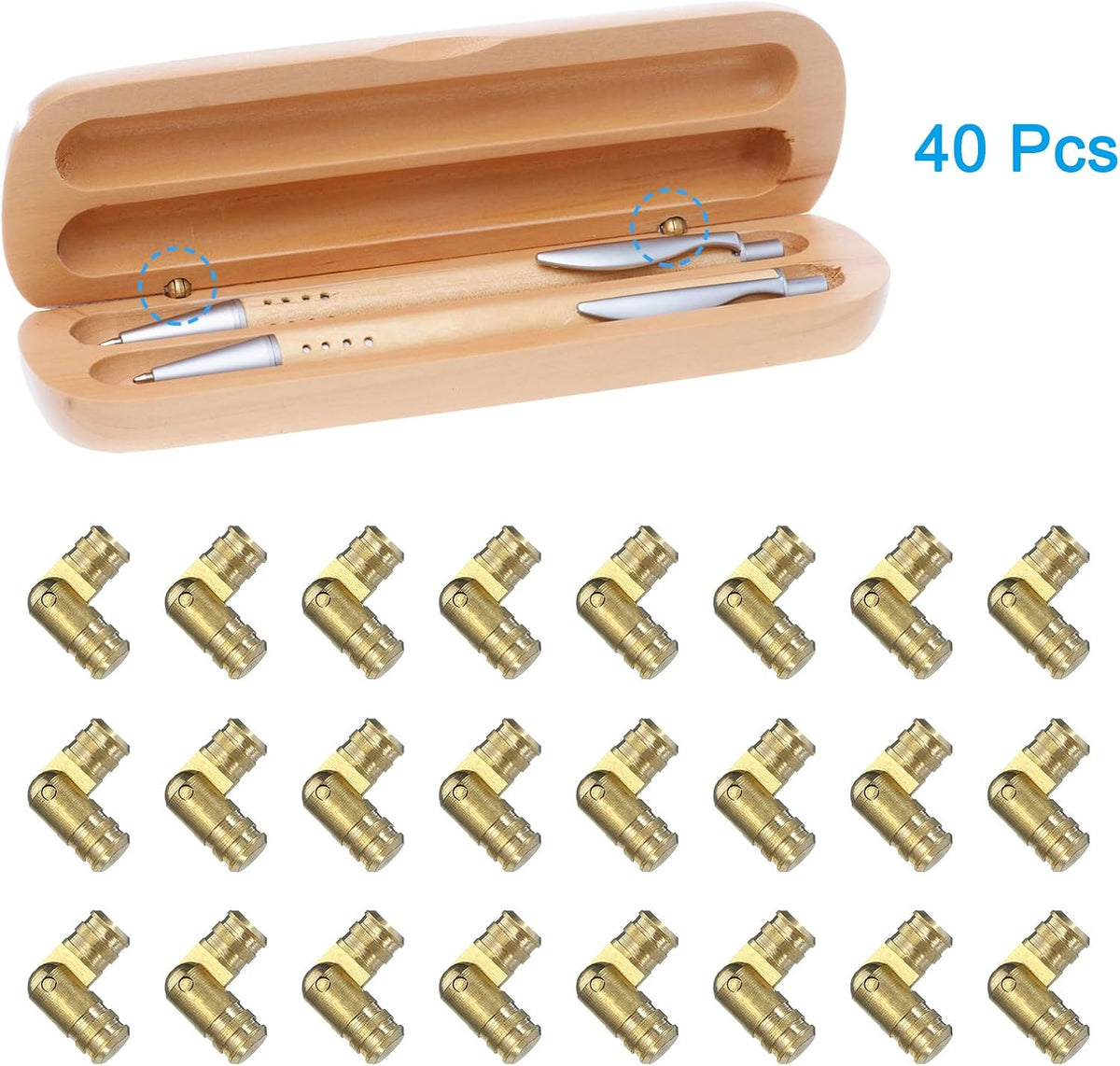 Klassiske messingkrog, 40stk 5x17mm, Guld, Poleret Finish