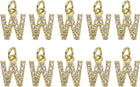 LinkMejor Rhinestone Letter Charm, 10pcs Crystal Zirconia Copper Alphabet W Pendants Slider Letter Charm for Wristbands Bracelets Necklace Jewelry Earring DIY Craft, Gold