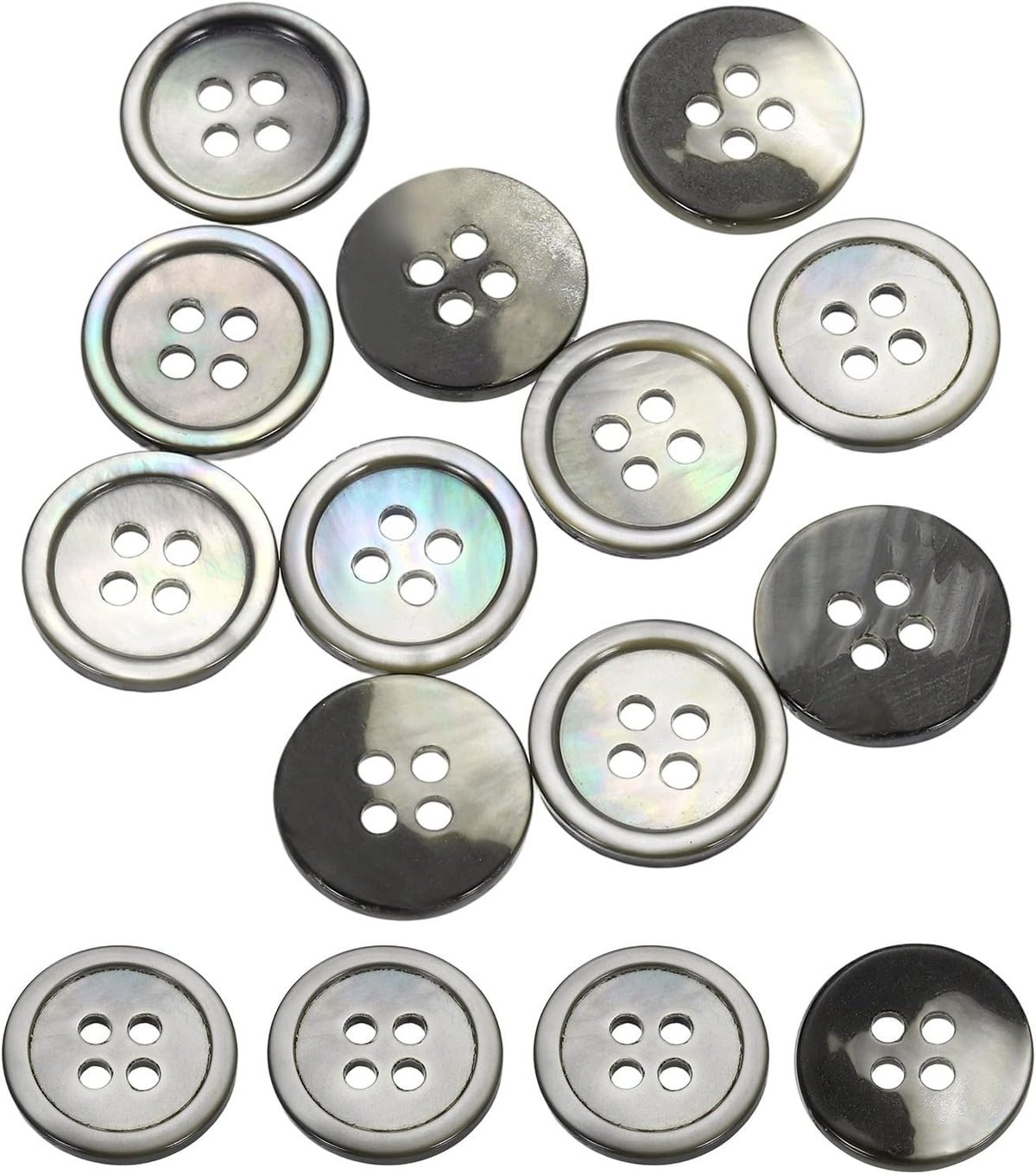 10Pcs boutons en coquille naturelle, 10mm bouton ronde à 4 trous en coquille artisanat couture, accessoires décoratifs pour manteaux, chemises, projets DIY de vêtements, noir