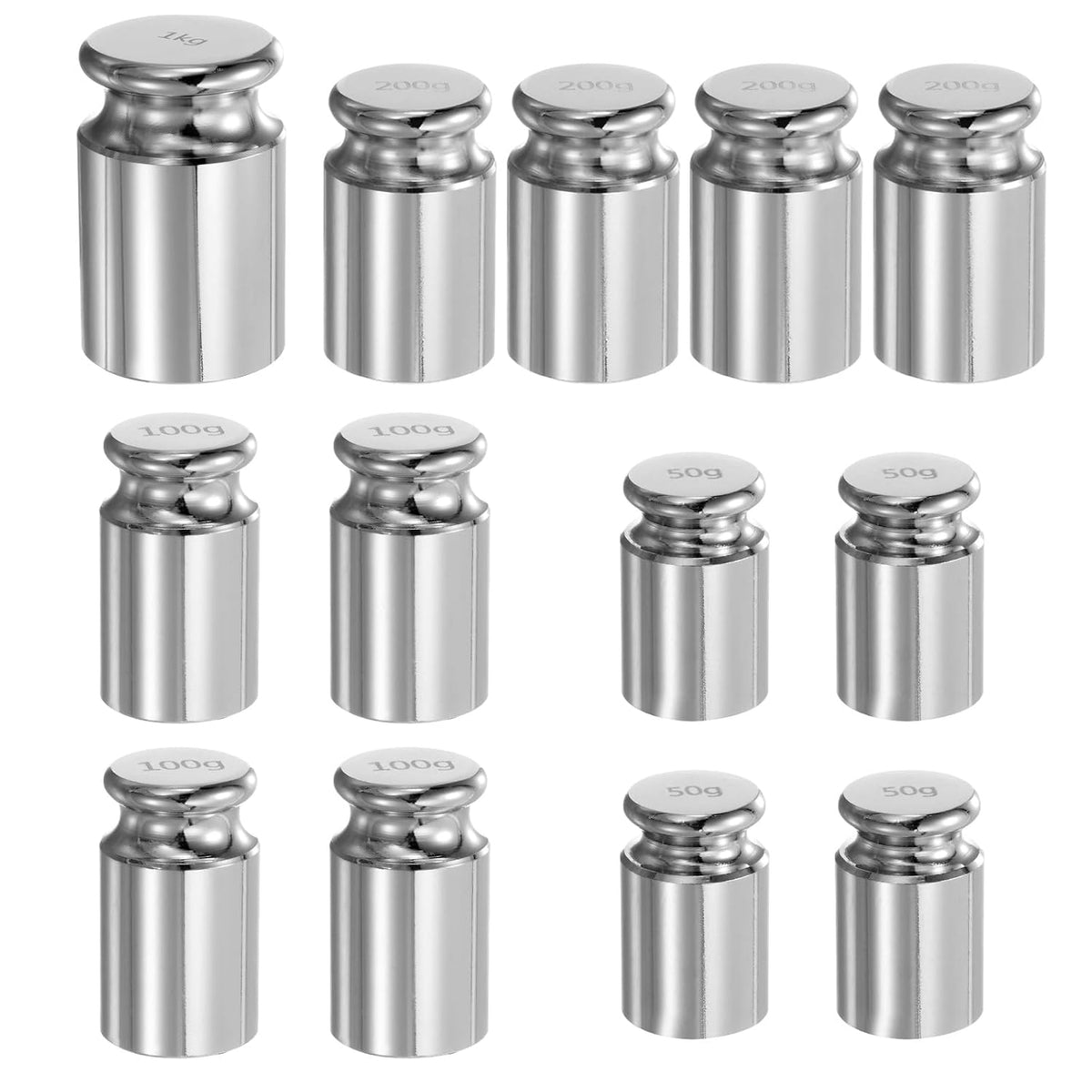13pcs Gram Calibration Weight Set 50g 100g 200g 1kg M1 Precision Chrome Plated Steel for Digital Balance Scales