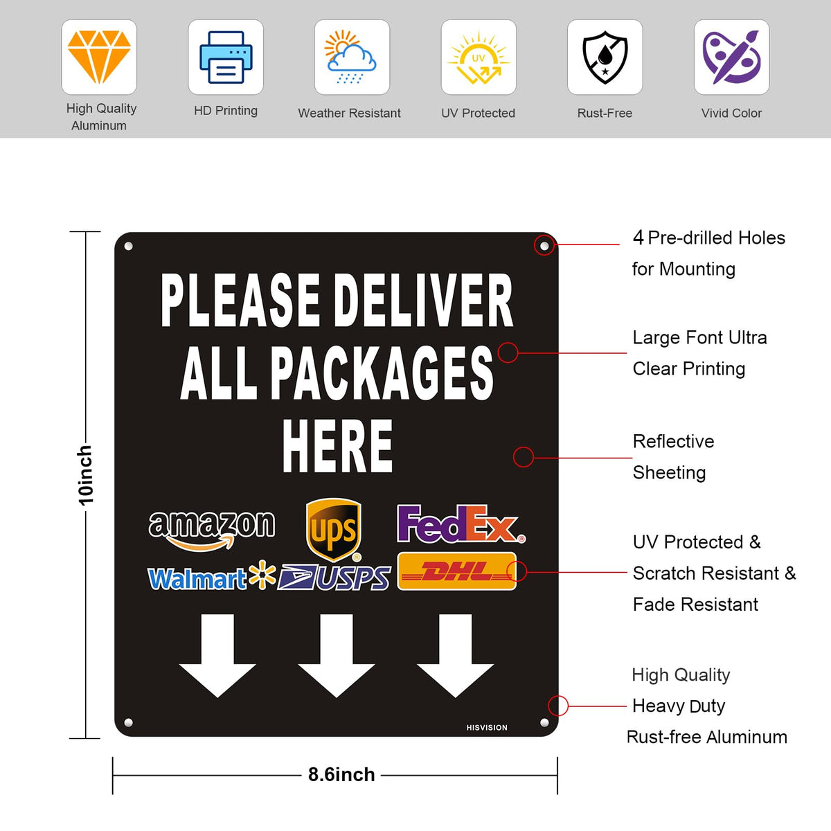LinkMejor (2 Pack) Por favor, Entregar Todos os Pacotes Aqui Sinal de Entrega de Setas