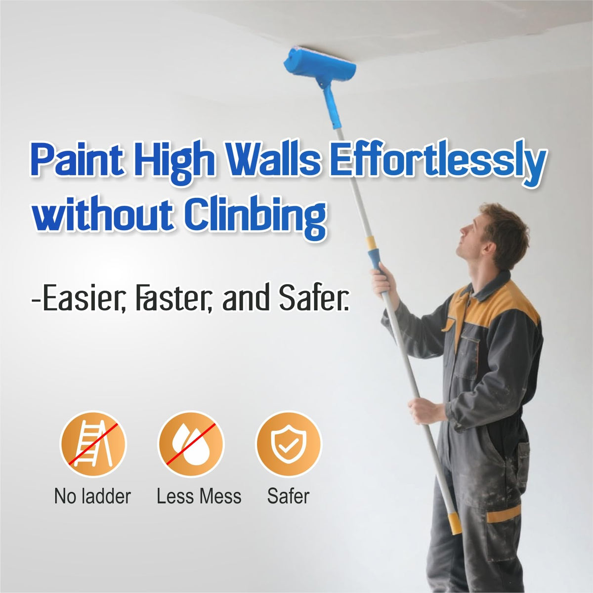 LinkMejor 10" Rroller de Pintura para Techo con Escudo - Antigoteo, Cabeza Ajustable