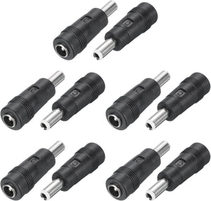 DC Power Connector Adapter, 10 Pack 5.5x2.1mm Female Jack to 5.5x2.5mm Male Plug Universal Barrel Connector for Laptop Router
