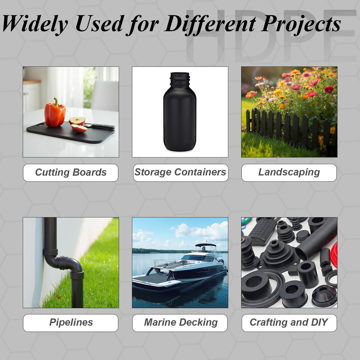 LinkMejor HDPE Block Black HDPE Plastic Sheet 3'' x 12'' x2'' (50mm Thick) High Density Polyethylene Rectangular Solid Plastic Block for DIY Projects, Crafts, Machining, Home Improvement