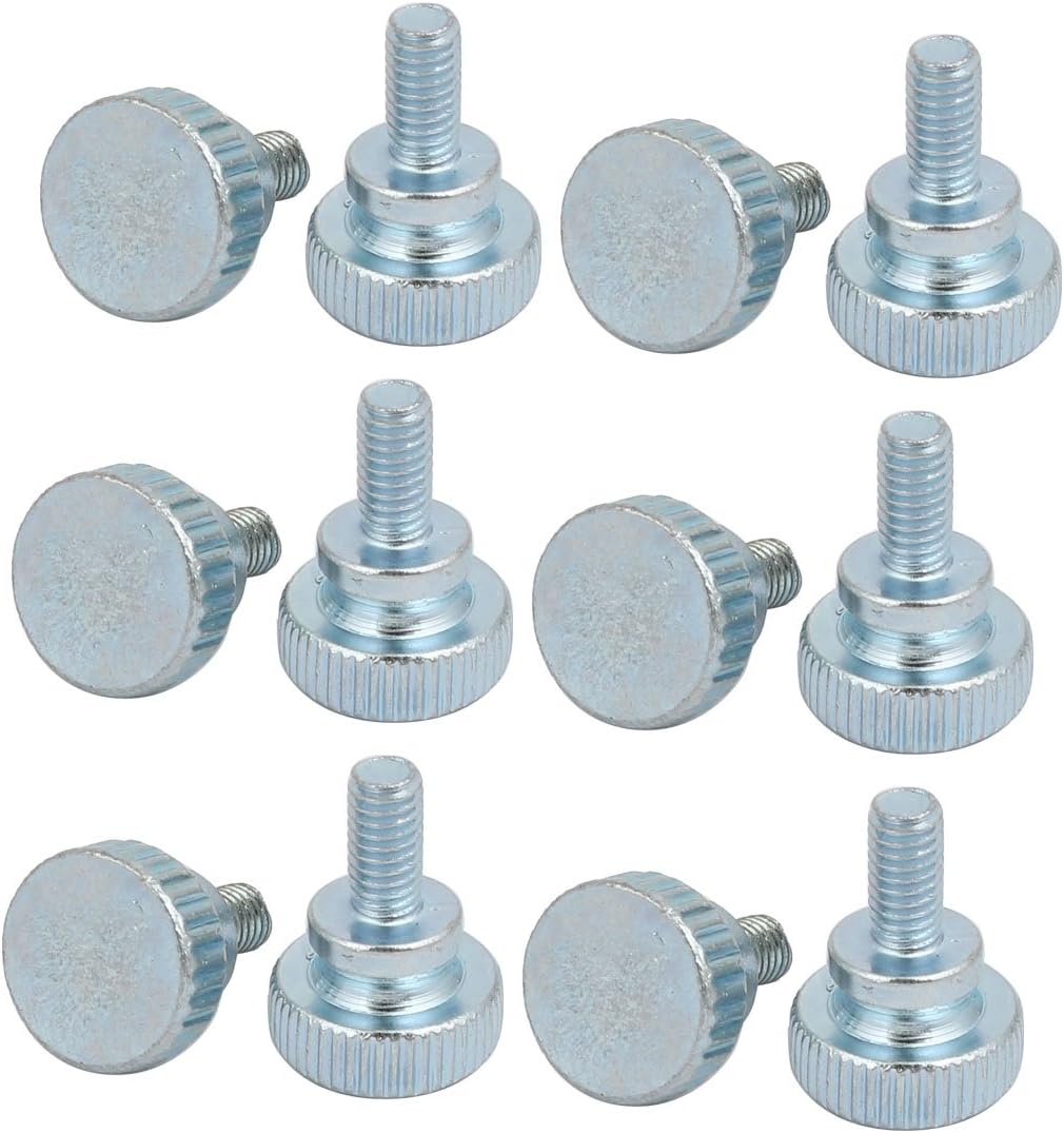 M4x8mm Carbon Steel Flat Knurled Head Fully Threaded Thumb Screw Bolt 12pcs