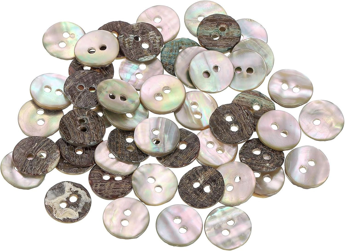 50 Pcs Natural Shell Buttons, 2 Hole Mother of Pearl Buttons 12.5mm Sewing Craft Button for Shirt Sewing DIY Crafts Decoration, Multicolor