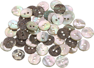 50 Pcs Natural Shell Buttons, 2 Hole Mother of Pearl Buttons 12.5mm Sewing Craft Button for Shirt Sewing DIY Crafts Decoration, Multicolor