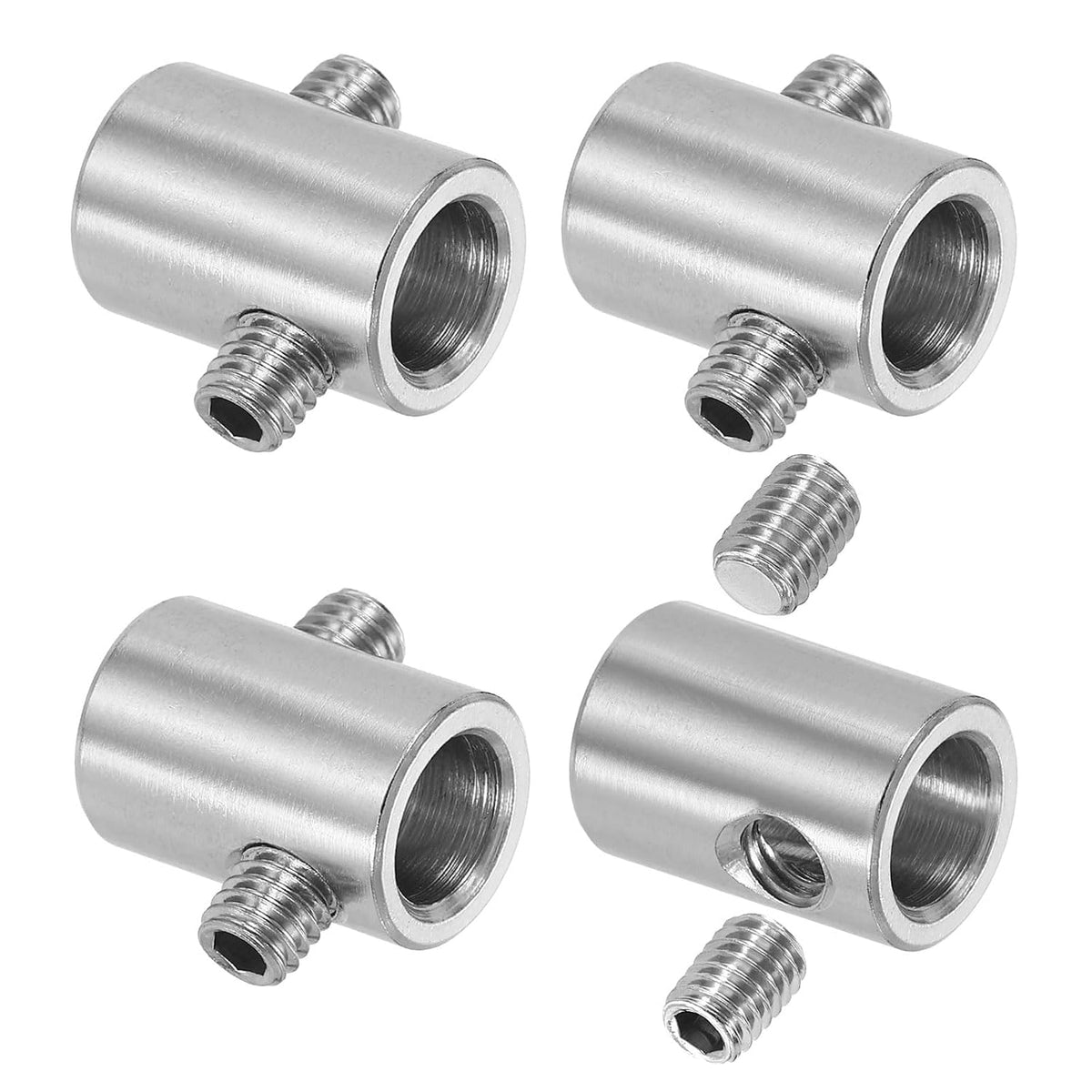 4Pcs 전선 로프 클립, 5mm ID 10mm OD 더블 홀 락 케이블 클램프, 304 스테인레스 스틸 안전 고정 부속 M5 스크루로 케이블 라이킹, 실버