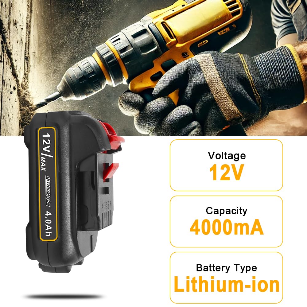 LinkMejor 2 Pack 12V 4Ah Batteri Kompatibel med DeWalt 12V MAX Verktøy