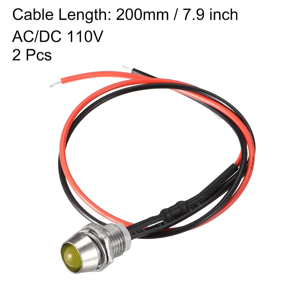 LED Indicator Licht AC/DC 110V 8mm Paneelmontage Rood LED Signaal Lamp Metalen Huisje 2Stuks