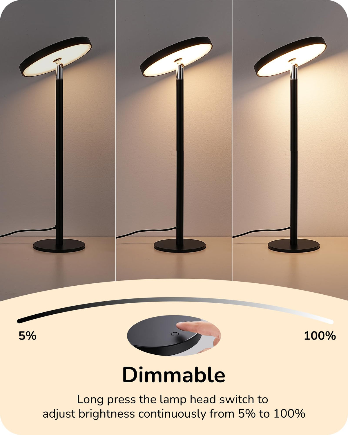 LinkMejor LED Table Lamp, Desk Lamp with 2 Adjustable Height, High CRI 90+
