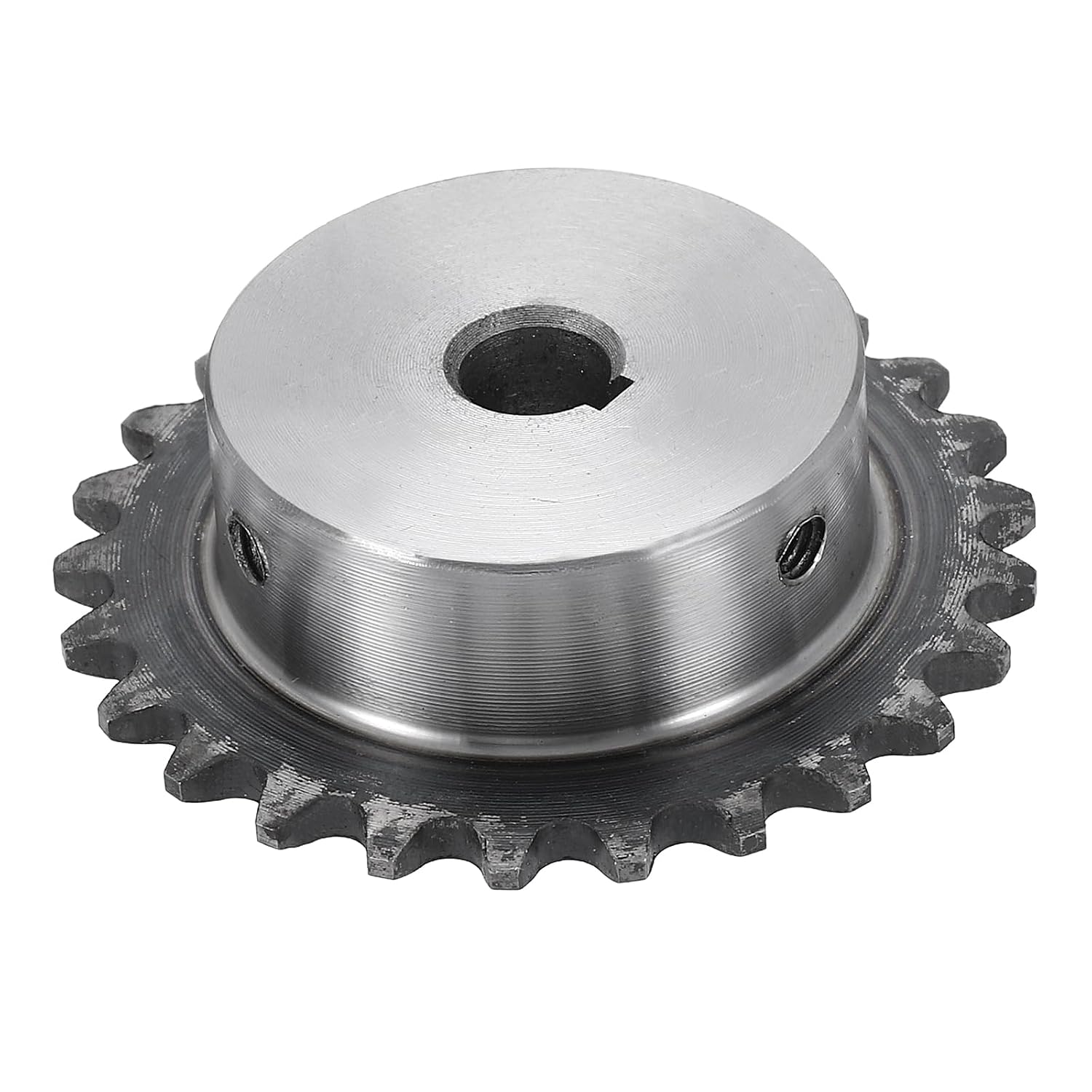 #25 Chain Roller Sprocket 12mm Bore 53.5mm OD, 25 Tooth C45 Carbon Steel ANSI #25 Roller Sprocket Round Hole Without Surface Finished with 4x1.8mm Keyway for ISO 04C Chain