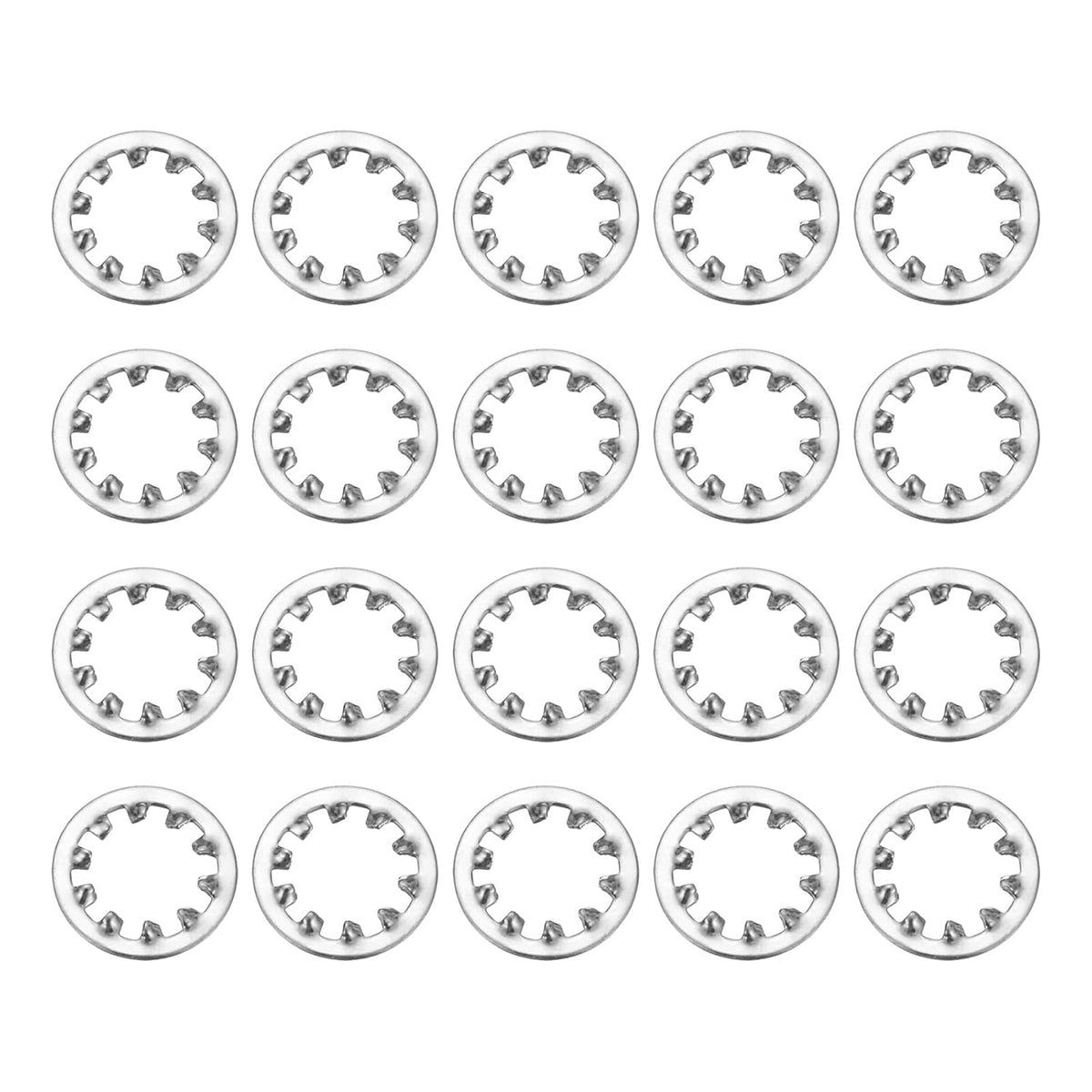 20Pcs 1/2 Internal Tooth Lock Washer, 304 Stainless Steel Multi-Tooth Star Washer Locking Fastener, Silver Tone