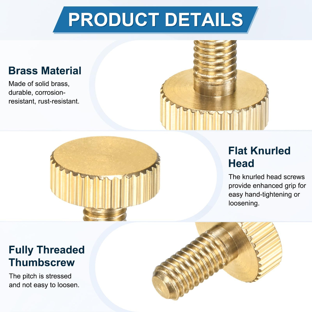 LinkMejor 8-Pack Viti a Dadi per Mano M5x10mm Bronzo Solido