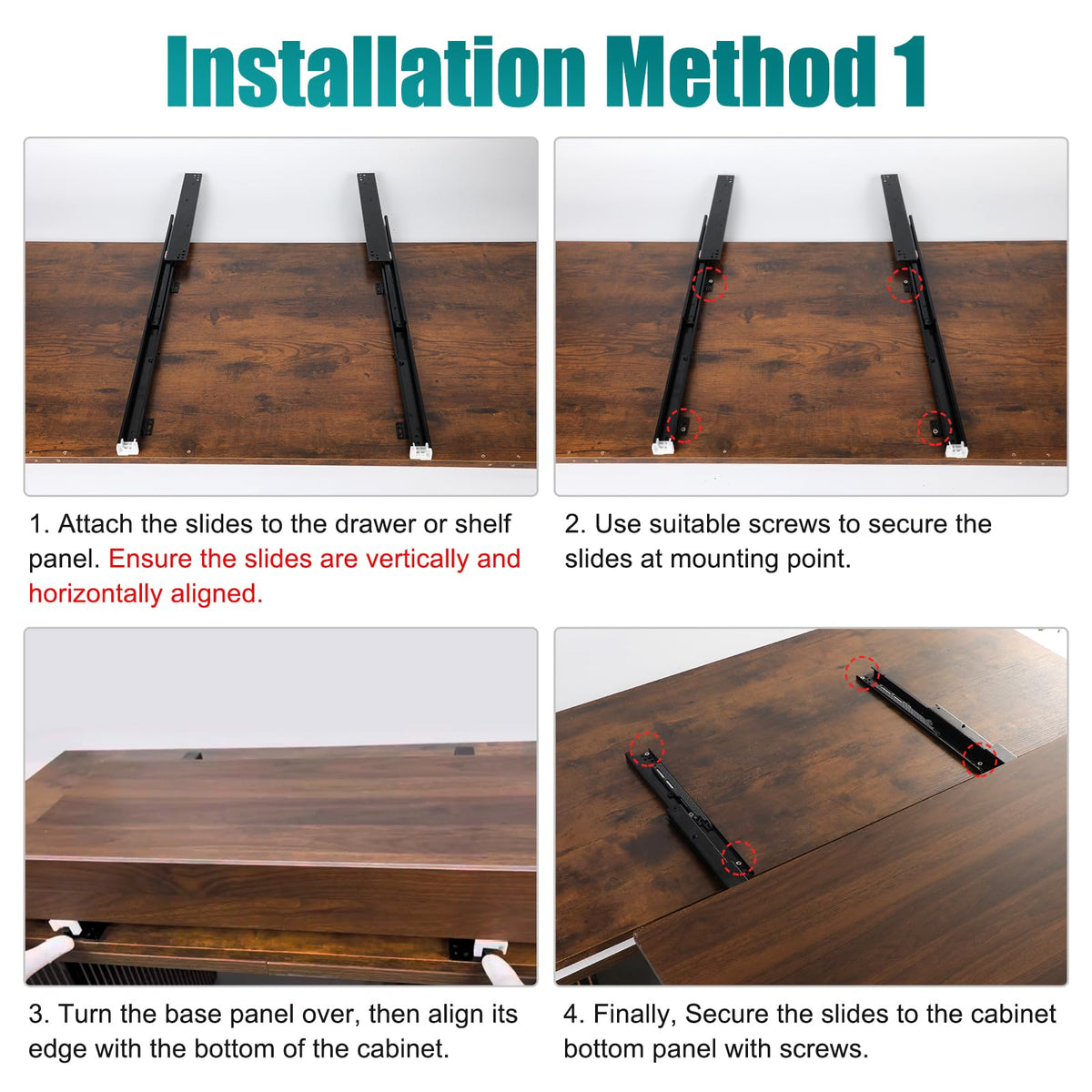 Undermount Drawer Slide Bottom Mount Pull Out Shelf Rail Hardware Flat