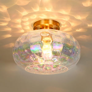 LinkMejor Kaki Lantai Kaca Hamer Emas Berat Kuping Modern Dekorasi Lepas Atap 1-Light Art Lampu untuk Halau Foyer Kamar Tidur