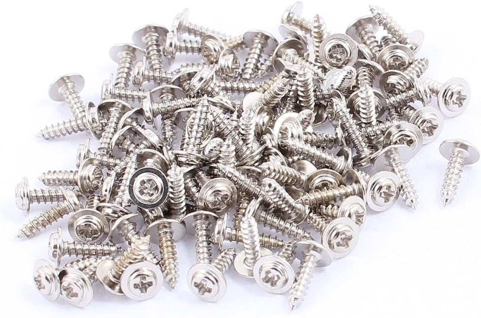 100pcs 8x2mm Stainless Steel Self Tapping Screw Phillips Head with Washer