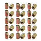 30pcs M8x20mm Zinc Plated Furniture Assortment Non-Flange Threaded Insert Nut for Wood