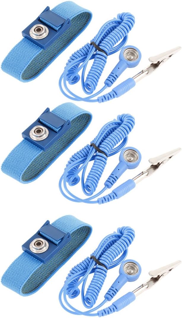 Anti Static ESD Adjustable Wrist Strap Band Bracelet 3 Pcs Blue
