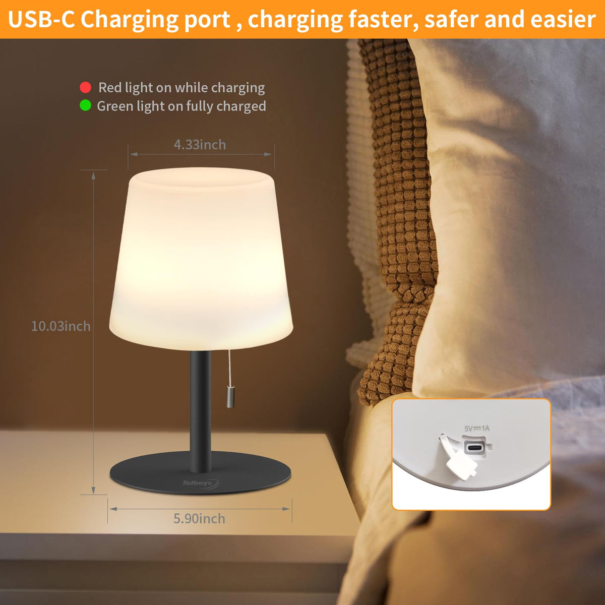 LinkMejor Shower Lamp, Rechargeable Cordless Waterproof Table Lamp