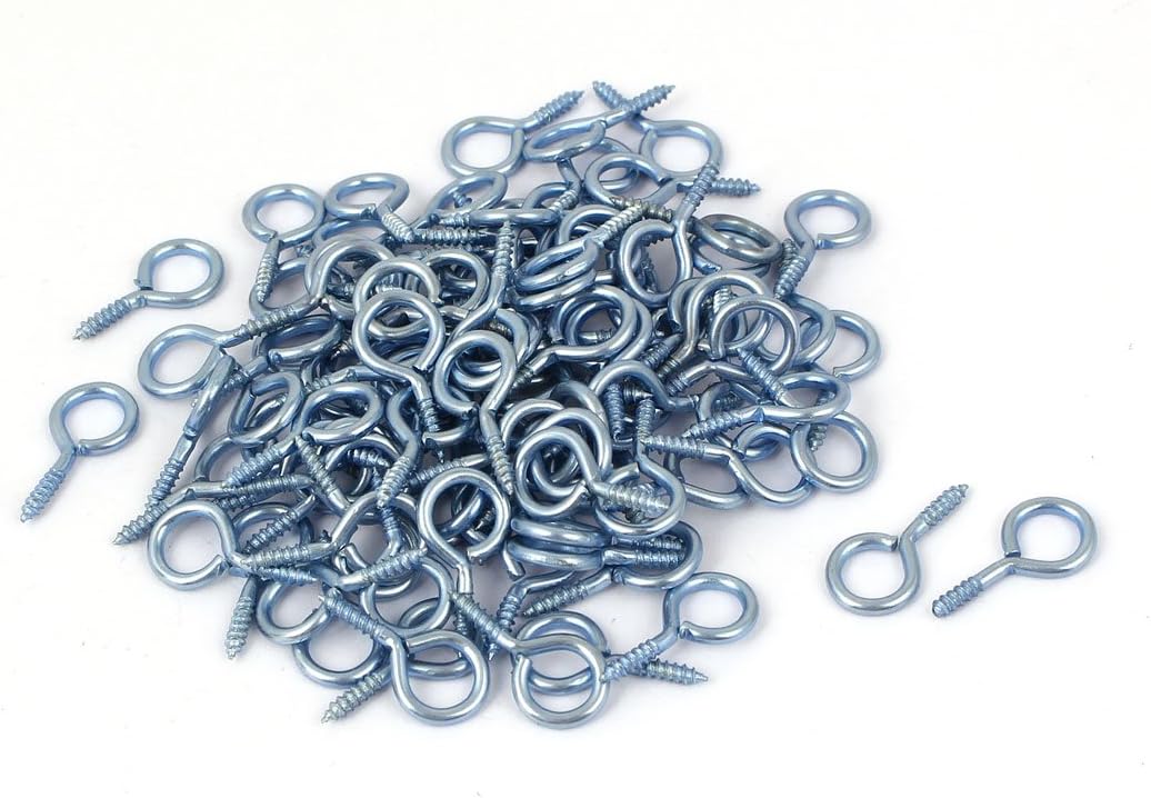 0.09"x0.87" Screw Eye Hooks Self Tapping Screws Screw-in Hanger Eye-Shape Hooks Silvery 100pcs