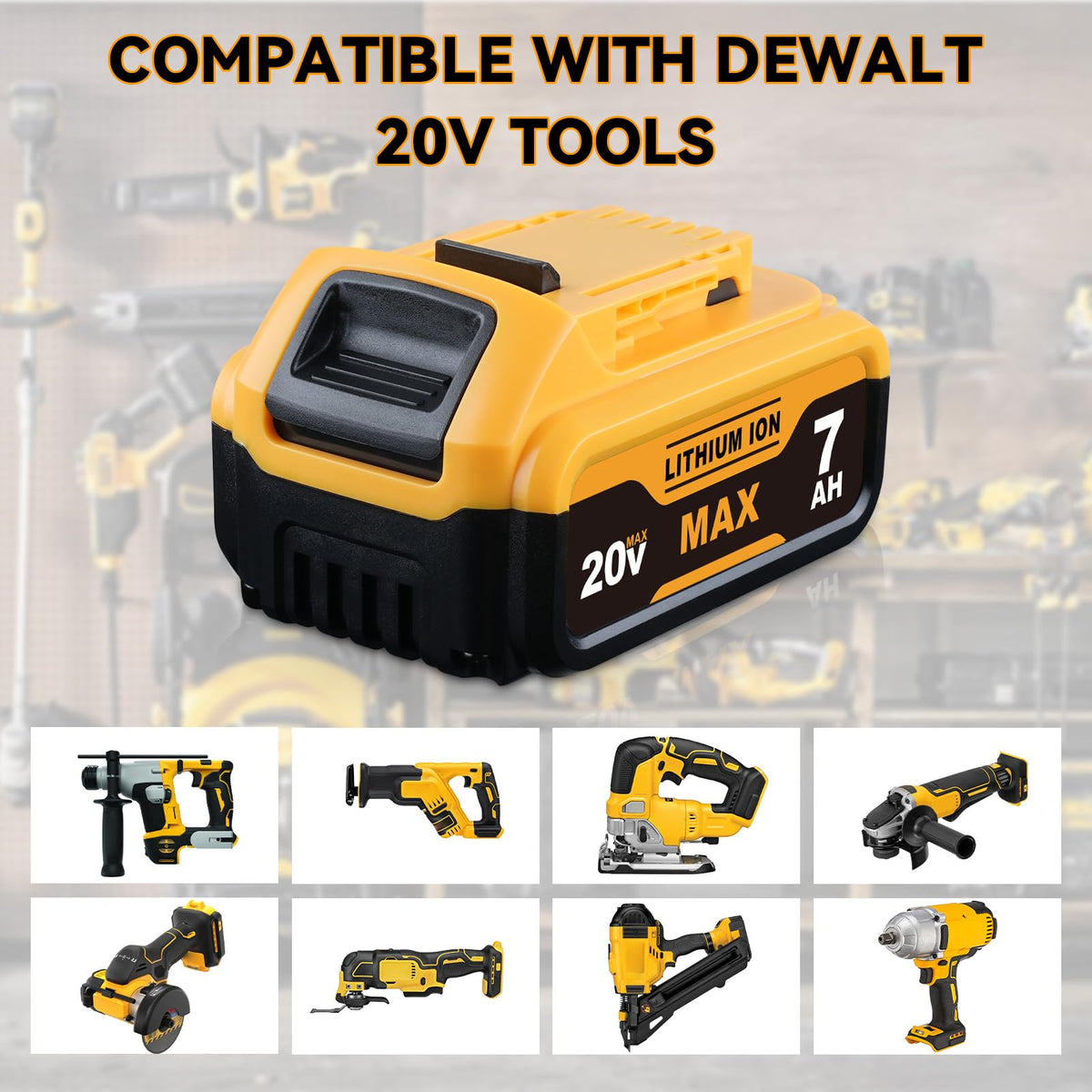 7.0Ah DCB200 Batteri Erstatning til Dewalt 20V Max Batteri 2Pack