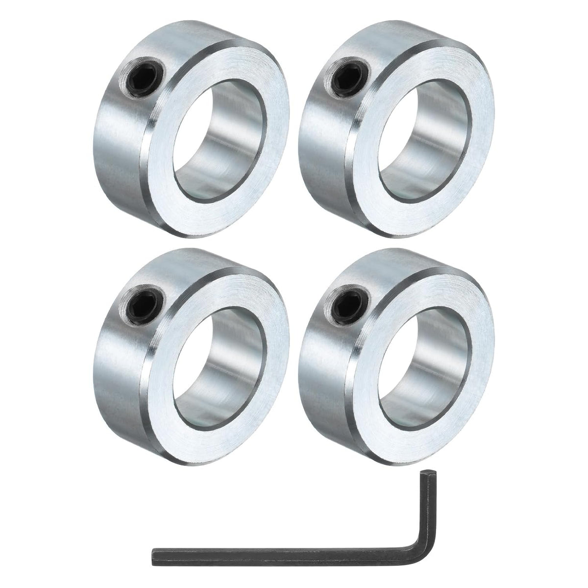 4pcs Set Screw Shaft Collars 7/8" Bore Zinc Plated Steel Shaft Collars, 1-1/2" OD, 9/16" Width Axle Collar Clamp with Hex Wrench