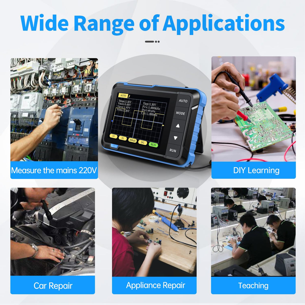 LinkMejor DSO152 Handheld Oscilloscope 200kHz Bandwidth, 2.5MS/s Sampling Rate
