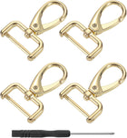 LinkMejor 4Pcs Swivel Clasps Hook, 25mm(1 Inch) D Ring Detachable Snap Hook Metal Lobster Claw Clasp Hook with Screwdriver for Purse Keychain DIY, Light Gold