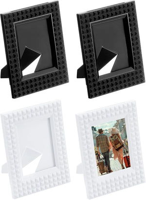 2 x 3 Cadru pentru Imagine, 4 Pcs Cadru Plastic Mic Fotografie Rustic Retro pentru Afișaj Fotografii Peisaje Postere Artă, Alb/Negru
