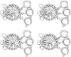 Layering Necklace Clasp Separator 4Pcs 3 Stands Slide Jewelry Lock Clasp Converter Connector for Layered Bracelet Necklace Making, Silver