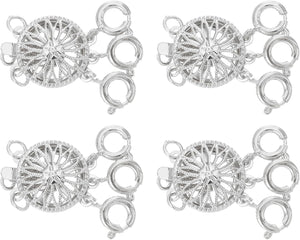 Layering Necklace Clasp Separator 4Pcs 3 Stands Slide Jewelry Lock Clasp Converter Connector for Layered Bracelet Necklace Making, Silver
