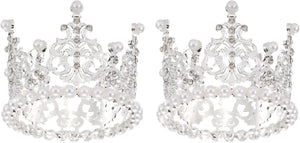 2Pcs Mini Silver Heart Crown Tiara Cupcake Cake Toppers, Barockstil, Kryss & Legjärn, Kvinna, Partydeltagare, Damaccessoarer