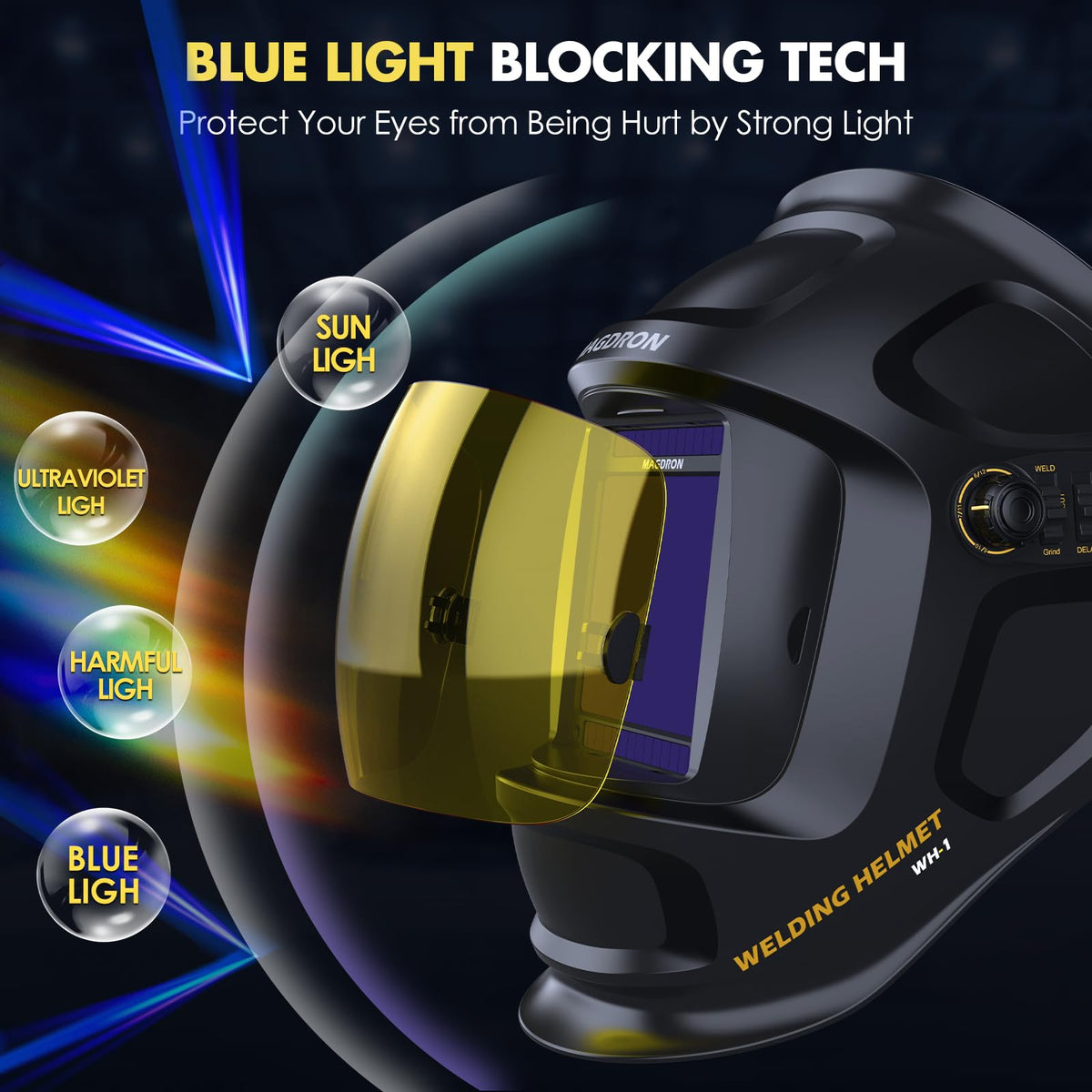 Auto Darkening Welding Helmet Large View 3.94" x 3.66", True Color Welding Hood Optical Clarity, 4 Arc Sensor Solar/Battery Powered, Wide Shade 3.5/5-9/9-13 Welder Mask for TIG MIG ARC Cut Grind