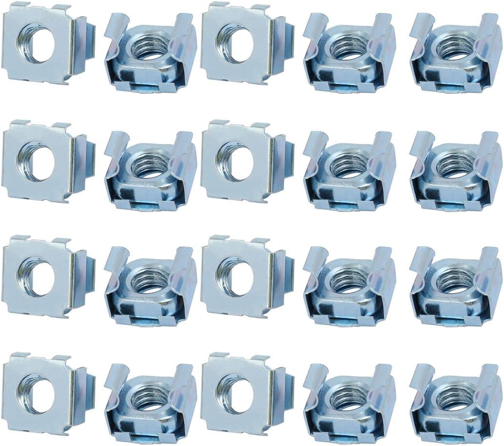 20pcs M8 65Mn Spring Steel Captive Cage Nut Silver Tone for Server Shelf Cabinet