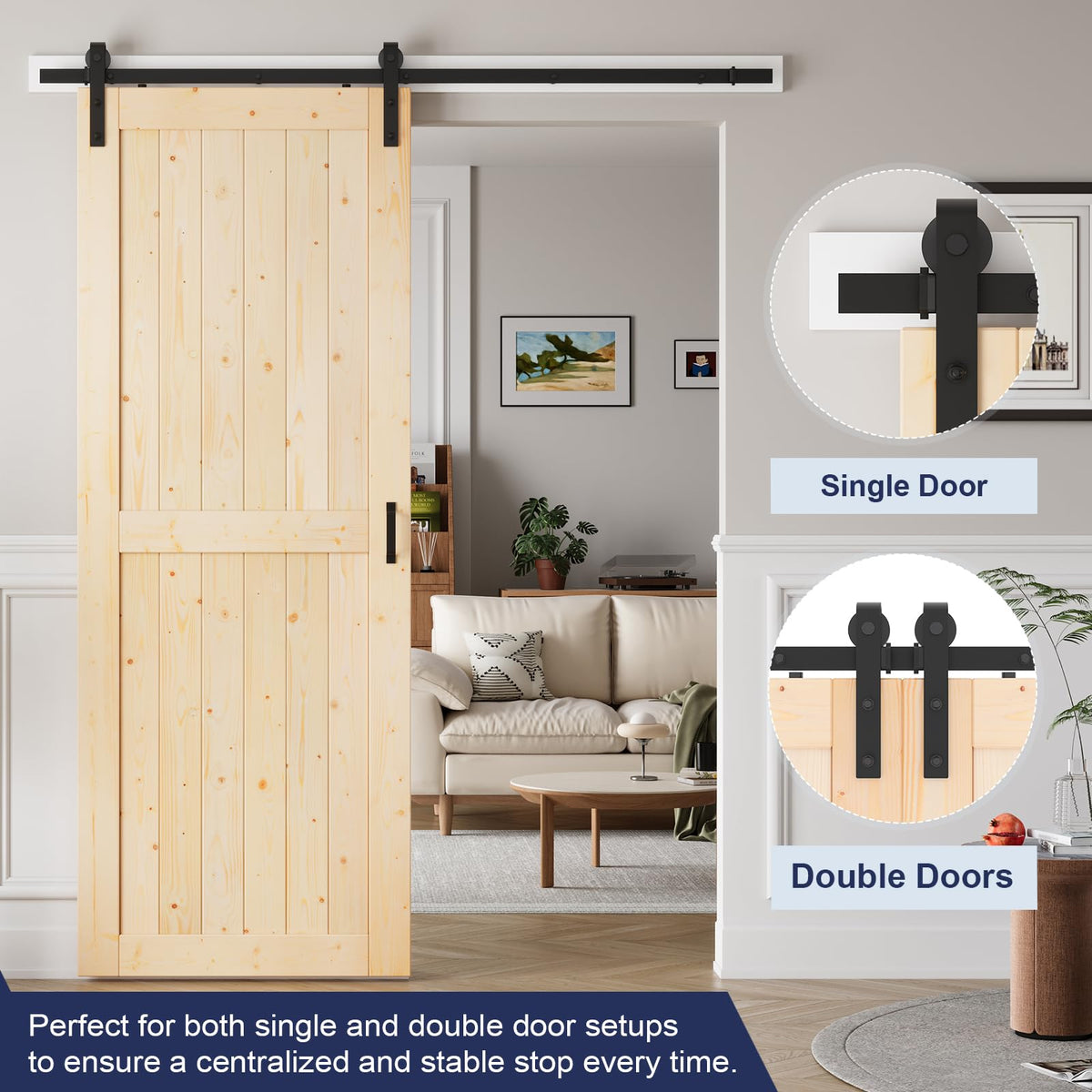 1-9/16" üst kayma için 2 adet Barn Door Sıkıştırıcı
