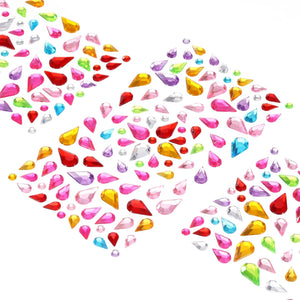 535 Pcs Gems Stickers for Crafts, 5 Sheet Self-Adhesive Gems Bling Drops Rhinestone Stickers, Crystal Crafts Jewelry Stickers for Party Table Decorations, Multicolor