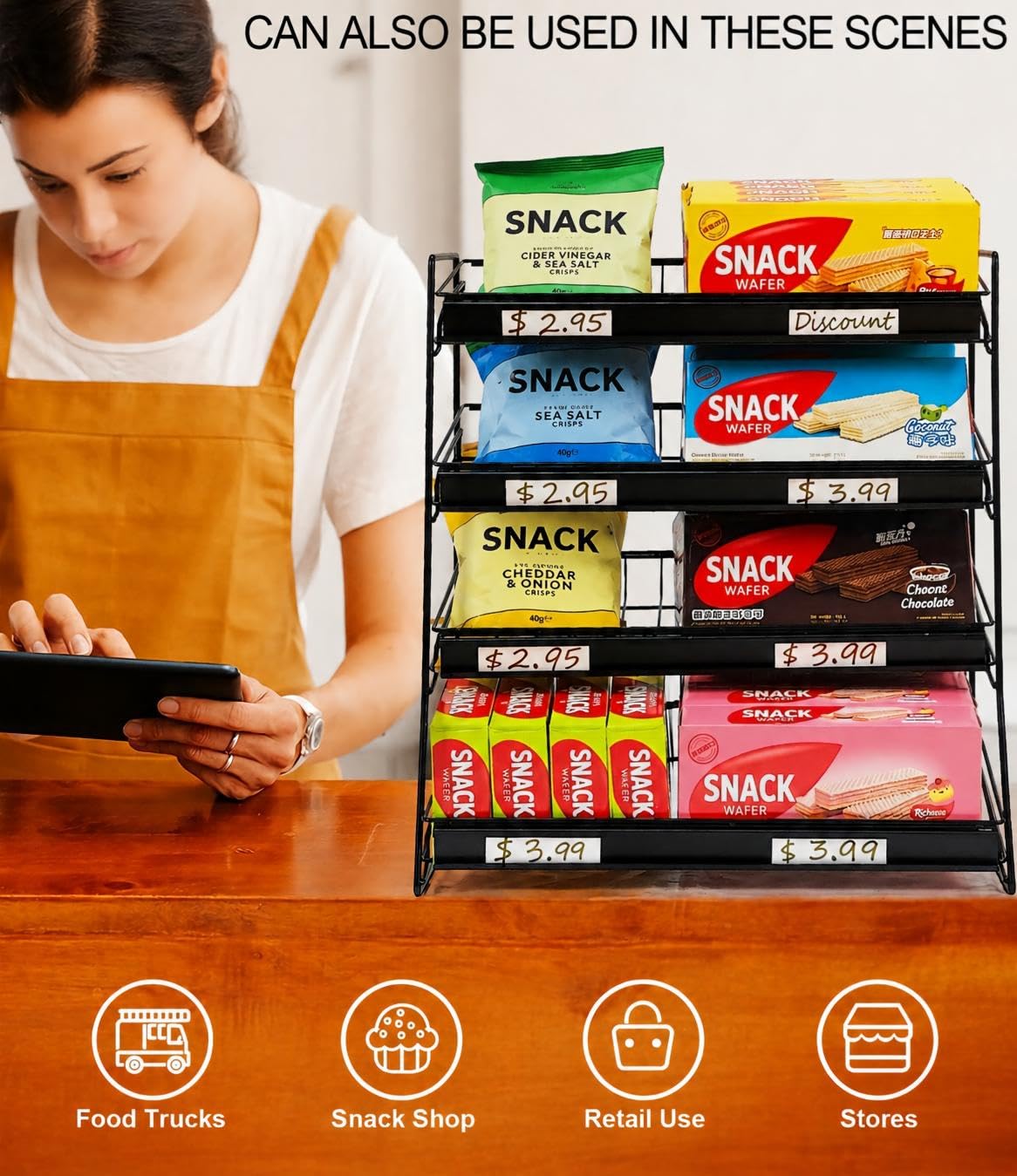LinkMejor Exhibidor de Dulces, Stand de Concesionario, Organizador de Snacks de Encimera